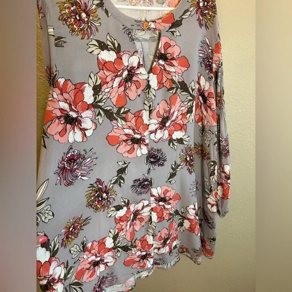 H ❤️ X Gray and Pink Graphic Dress or Tunic giving free people vibes/ Size XXL - Picture 6 of 9